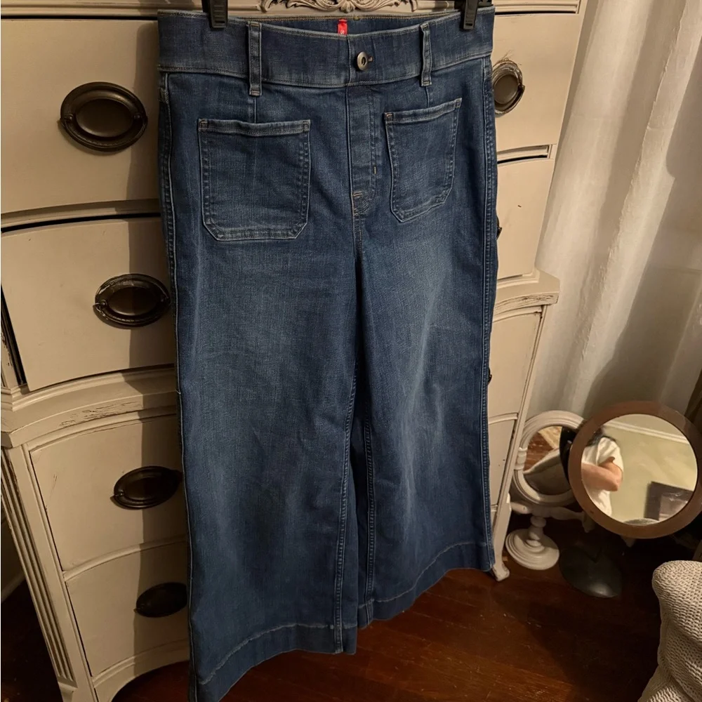 SPANX Cropped Wide Leg Shaping Jeans M - Picture 11 of 15